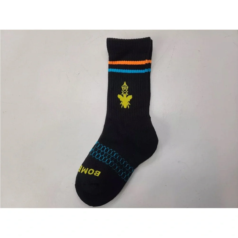 Bombas Black Socks With Colorful Print 6 PAIRS Size XS Fits Kids Size 1-6 NEW